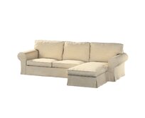 Dekoria Potah na pohovku IKEA Ektorp 2-místná s lenoškou, šedobéžová, pohovka 2-míst. + šezlong, Chenille, 162-26