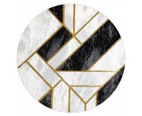 Dywany Łuszczów Kusový koberec Emerald 1015 black and gold kruh - 200x200 (průměr) kruh cm Černobílá, Střední (80x160 - 164x240), Syntetický (umělý)