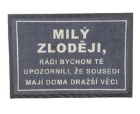 GDmats koberce Rohožka Milý zloději 40x60 cm - na ven i na doma - 40x60 cm Šedá, Malé (80x150 cm a menší), Syntetický (umělý)
