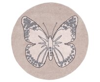 Lorena Canals koberce Přírodní koberec, ručně tkaný Butterfly - 160x160 (průměr) kruh cm Růžová, Střední (80x160 - 164x240), Přírodní