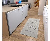 Hanse Home Collection koberce Běhoun Cucina Bon Appetit Cream Grey - 62x150 cm Bílá, Malé (80x150 cm a menší), Syntetický (umělý)