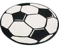 Hanse Home Collection koberce Dětský kusový koberec Prime Pile Fussball  - 150x150 (průměr) kruh cm Černá, Střední (80x160 - 164x240), Syntetický (umělý)