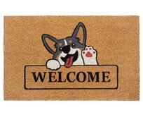 Hanse Home Collection koberce Rohožka Pes Corgi - na ven i na doma - 45x75 cm Hnědá, Malé (80x150 cm a menší)