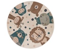 Hanse Home Collection koberce Dětský koberec Adventures Cream Brown Blue kruh - 140x140 (průměr) kruh cm Vícebarevná, Malé (80x150 cm a menší), Syntetický (umělý)