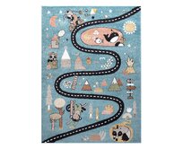 Dywany Łuszczów Dětský kusový koberec Fun Route Street animals blue - 280x370 cm Modrá, Velké (190x270 cm a větší), Syntetický (umělý)