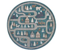 Hanse Home Collection koberce Dětský koberec Adventures  Blue Grey kruh - 140x140 (průměr) kruh cm Modrá, Malé (80x150 cm a menší), Syntetický (umělý)
