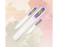 FULGENT WORLD Skleněné pilníky na nehty sada 3ks "Květiny" - sada na manikúru a pedikúru vyrobeno v České republice (fialová)