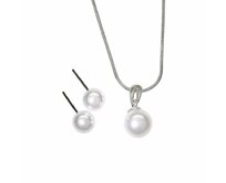 Sada náušnice a náhrdelník s perličkou Bílá