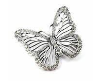 Brož s kamínkovým motýlem Stříbrná