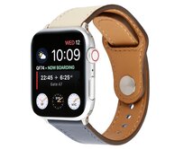 Apple Watch řemínek 42mm 44M kožený pásek modro bílý