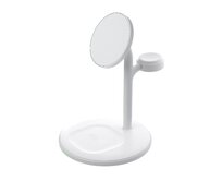 Greencell Nabíječka MagScape bílá - Indukční stojánek 3v1 MagSafe pro Apple iPhone / Watch / AirPods a další bezdrátová sluchátka