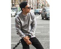 Pánská stylová jednobarevná mikina šedá Světle šedá, XL