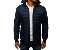 Pánská STYLE bunda prošívaná bomber jacket tmavě modrá Námořnická modrá, L