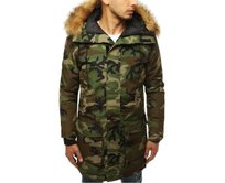 Pánská parka zimní maskáčová Tmavě zelená, XXL