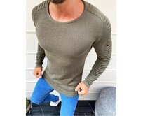 Pánský celopropínací svetr khaki barvy Khaki, XL
