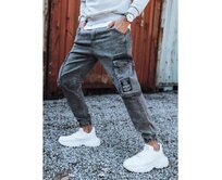 Pánské džínové jogger kalhoty světle šedé MEN Břidlicová, s30