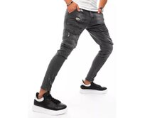 Pánské jeans kalhoty s kapsami šedé Černá, s31
