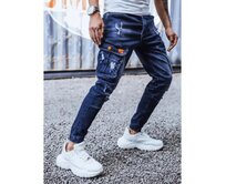 Pánské riflové jogger kalhoty tmavě modré DENIM Námořnická modrá, s30