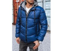 Pánská zimní bunda prošívána s kapucí světle modrá HEAVY Modrá, XXL