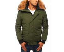 Pánská zimní bomber bunda s kapucí STREET zelená Zelená, XL