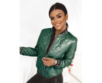 Dámská prošívaná bunda BASEBALL tmavě zelená Zelená, XL