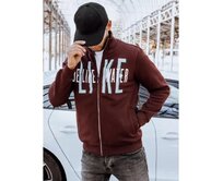 Pánská mikina na zip s potiskem DARNELL vínová Kaštanová, L