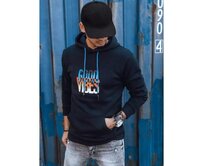 Pánská mikina s kapucí VIBES modrá Námořnická modrá, XL