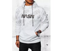 Pánská mikina s kapucí a potiskem NAS bílá Bílá, XXL