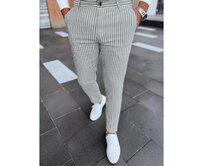 Pánské kalhoty pruhované chinos AB10 světle šedé Světle šedá, s31