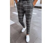 Pánské kalhoty kostkované chinos LIKA tmavě šedé Břidlicová, s31