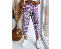 Dámské kalhoty FLOWER GARDEN z vřesového materiálu Fialová, Univerzální