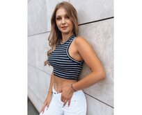 Dámský pruhovaný top STELLA MAE tmavě modrý Námořnická modrá, M