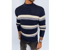 Pánský pruhovaný polopřiléhavý svetr IMMA tmavě modrý Námořnická modrá, 2XL/3XL
