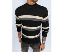 Pánský pruhovaný svetr s rolákem IMMA černý Černá, 2XL/3XL