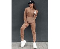 Dámská velurová souprava RELAX FIT světle hnědá Karamelová, XL