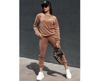 Dámská velurová souprava URBANVELVET světle hnědá Karamelová, XL
