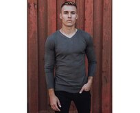 Tmavě šedý pánský svetr s výstřihem do V Břidlicová, XL