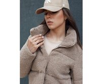 Dámská zimní krátká bunda z alpaky CELESTIAL camellia černá Karamelová, L