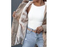Dámská zimní bunda parka s kožíškem ERISS béžová Béžová, XL
