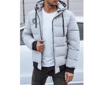 Pánská zimní bunda prošívaná s kapucí šedá Břidlicová, 3XL/56