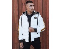 Pánská zimní bunda prošívaná s kapucí bílá Bílá, XXL