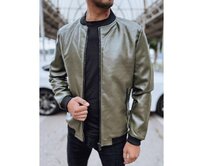 Pánská kožená bunda bomber zelená TX4707 Zelená, XXL