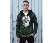 Pánská mikina s kapucí na šňůrku zelená BX5838 Zelená, L