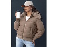 Dámská prošívaná zimní bunda s kožešinou COLDPACK hnědá Karamelová, XL