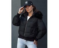 Dámská zimní bunda prošívaná s kožešinou COLDPACK černá Černá, XL