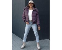 Dámská zimní bunda prošívaná s kožešinou COLDPACK fialová Fialová, XL