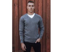 Pánský svetr s výstřihem do V POLA tmavě šedý Břidlicová, XL