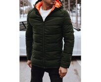 Pánská zimní bunda prošívaná s kapucí zelená Zelená, L