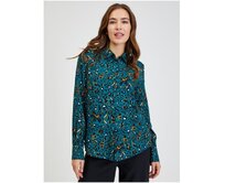 Petrolejová dámská vzorovaná košile Petrolejová, 36