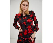 Červeno-černá dámská květovaná halenka Černá, 36